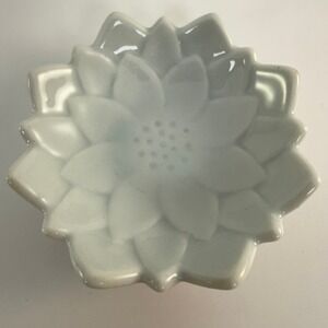 Lotus Dish Chopstick Rest Sushi Jewelry Tray Blue 2.5" Made in Japan